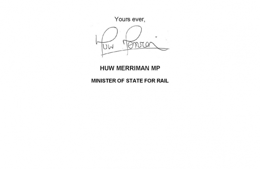 The letter from the Rail Minister confirming the new link from Tavistock to Plymouth.